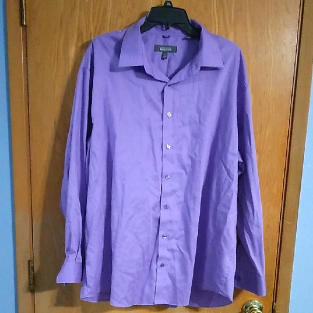 Men's Purple Striped Pattern Long Sleeve Dress Shirt By Kenneth Cole Reaction